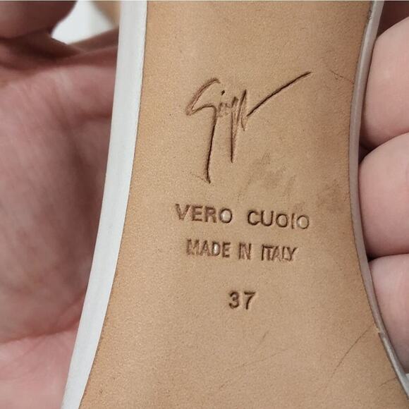 GIUSEPPE Zanotti white bow‎ trimmed heeled sandals size 37 US size 7 6.5? - Picture 3 of 8